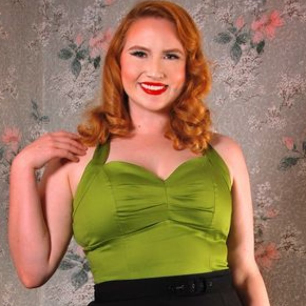 Pinup Girl Clothing Trixie Top in Olive | Laura Byrnes